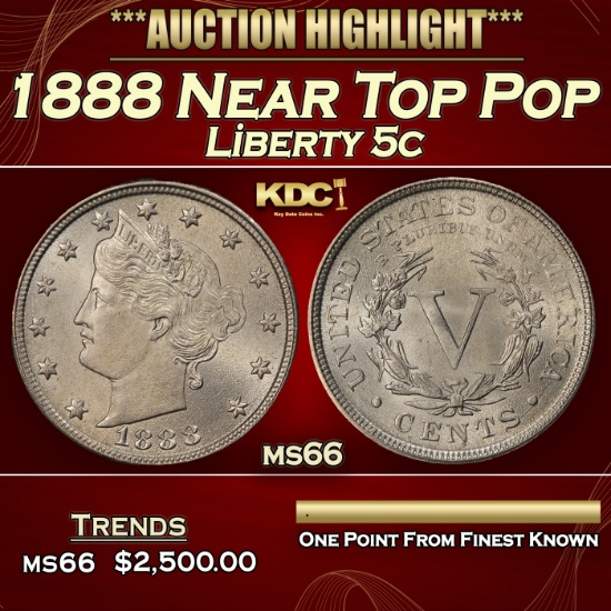 1888 Liberty Nickel Near Top Pop 5c ms66 SEGS