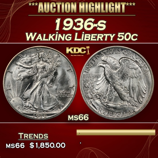 1936-s Walking Liberty Half Dollar 50c ms66 SEGS