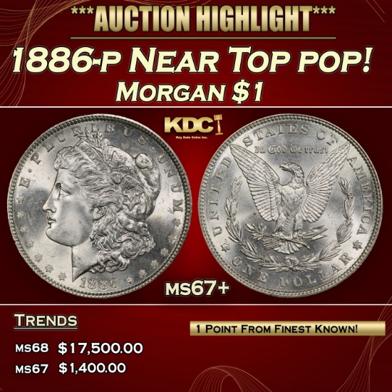 1886-p Morgan Dollar Near Top pop! $1 ms67+ SEGS