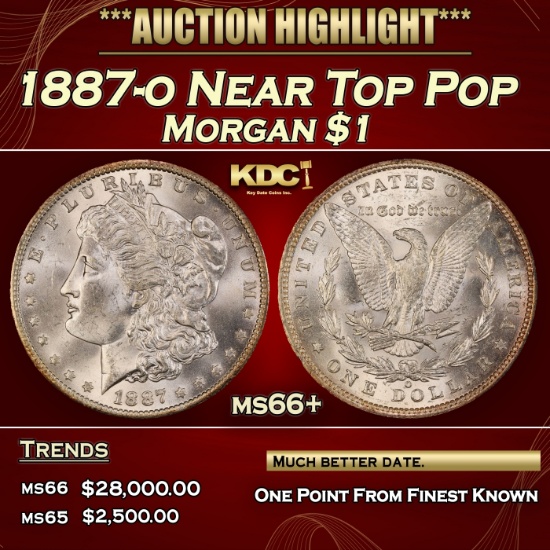 1887-o Morgan Dollar Near Top Pop $1 ms66+ SEGS