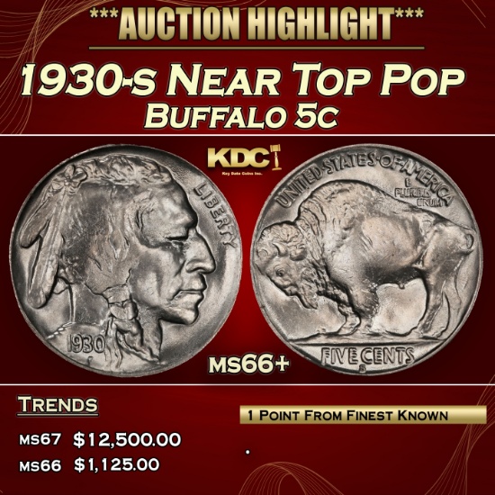 1930-s Buffalo Nickel Near Top Pop 5c ms66+ SEGS