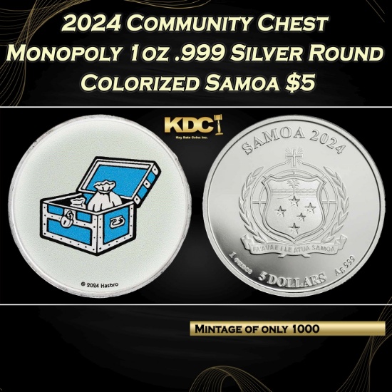 2024 Community Chest Monopoly 1oz .999 Silver Round Colorized Samoa Round