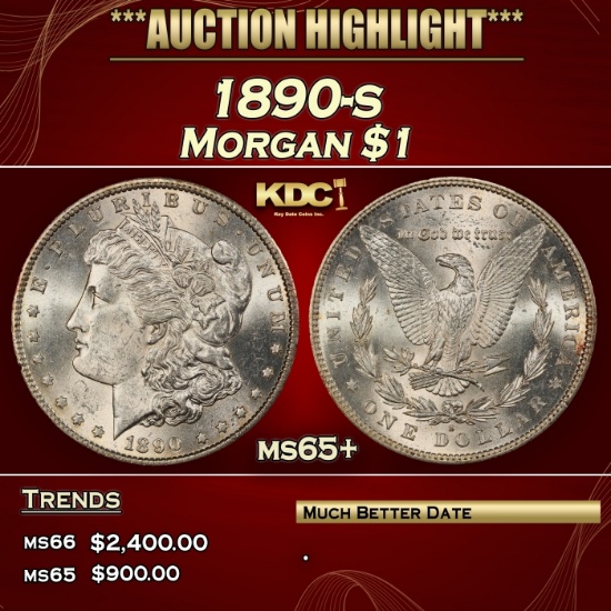 1890-s Morgan Dollar $1 ms65+ SEGS