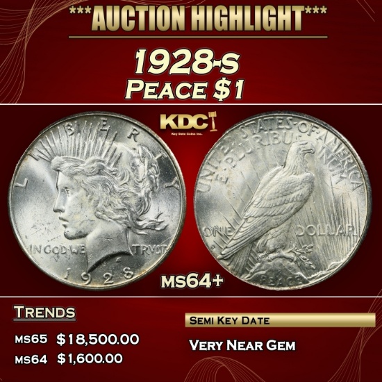 1928-s Peace Dollar $1 ms64+ SEGS