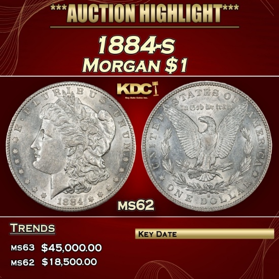 1884-s Morgan Dollar $1 ms62 USCG