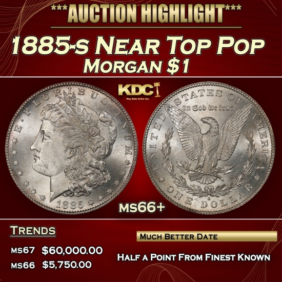 1885-s Morgan Dollar Near Top Pop $1 ms66+ SEGS
