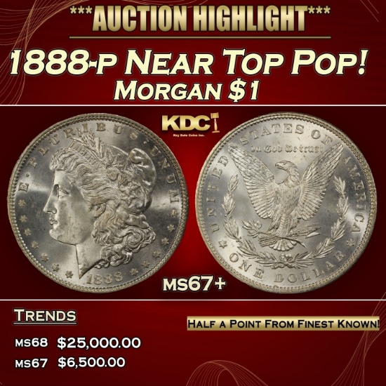 1888-p Morgan Dollar Near Top Pop! $1 ms67+ SEGS