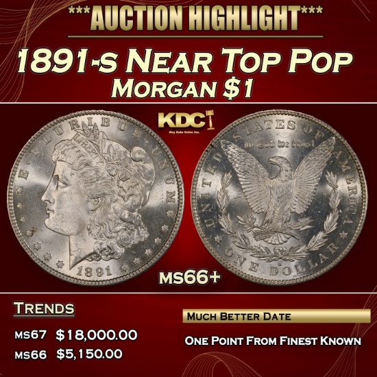 1891-s Morgan Dollar Near Top Pop $1 ms66+ SEGS