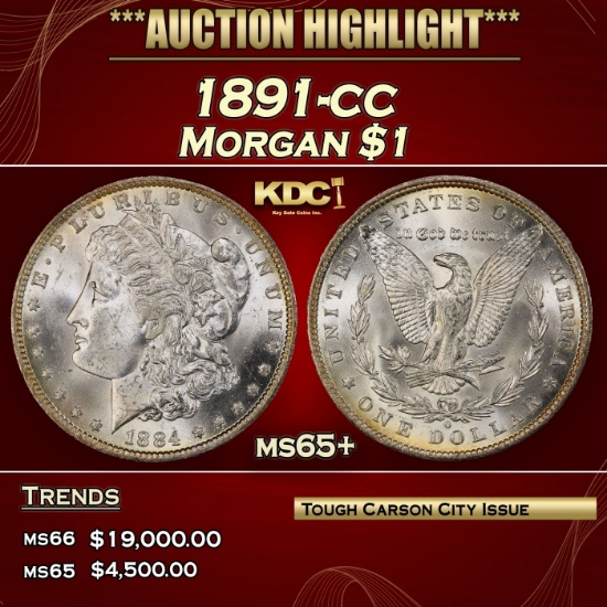 1891-cc Morgan Dollar $1 ms65+ SEGS