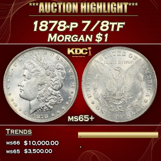 1878-p 7/8tf Morgan Dollar $1 ms65+ SEGS