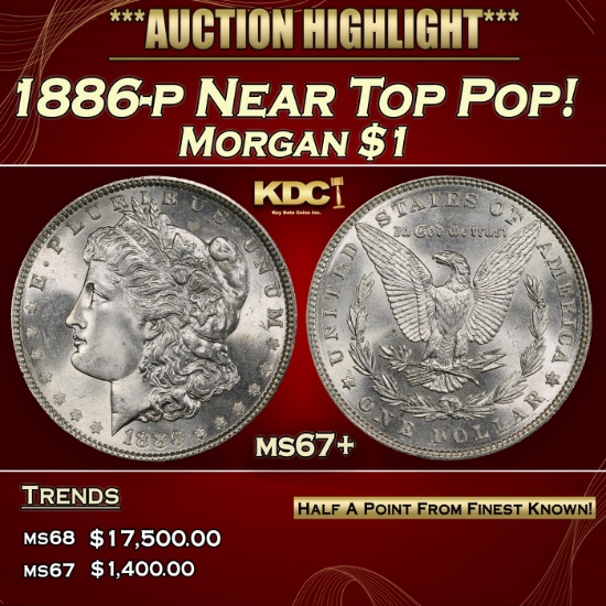 1886-p Morgan Dollar Near Top Pop! $1 ms67+ SEGS