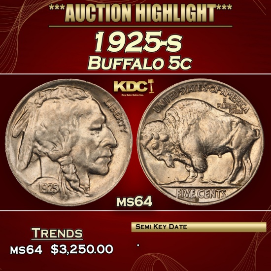 1925-s Buffalo Nickel 5c ms64 SEGS