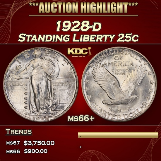 1928-d Standing Liberty Quarter 25c ms66+ SEGS