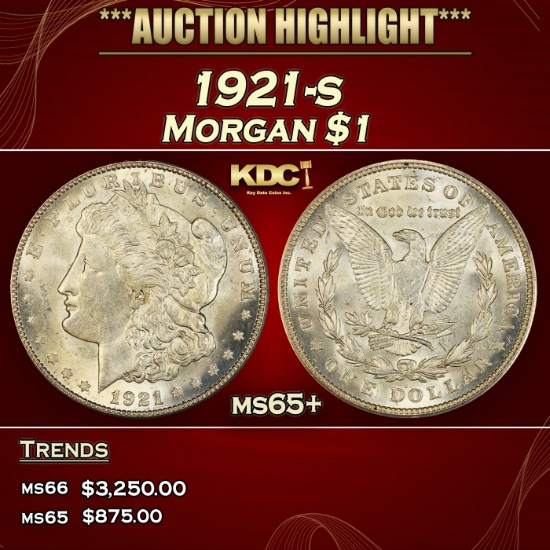 1921-s Morgan Dollar $1 ms65+ SEGS