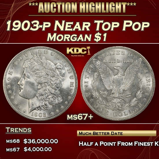 1903-p Morgan Dollar Near Top Pop $1 ms67+ SEGS