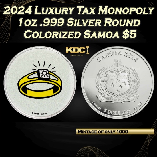 2024 Luxury Tax Monopoly 1oz .999 Silver Round Colorized Samoa Round