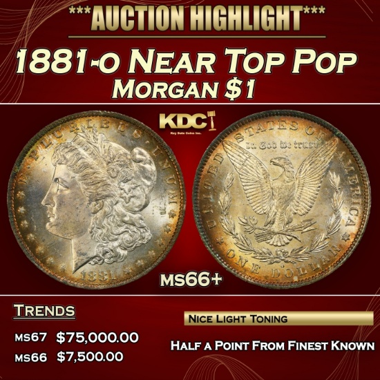 1881-o Morgan Dollar Near Top Pop $1 ms66+ SEGS