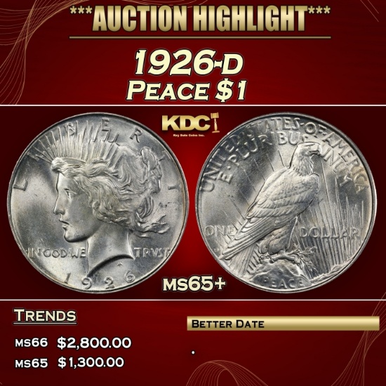 1926-d Peace Dollar $1 ms65+ SEGS