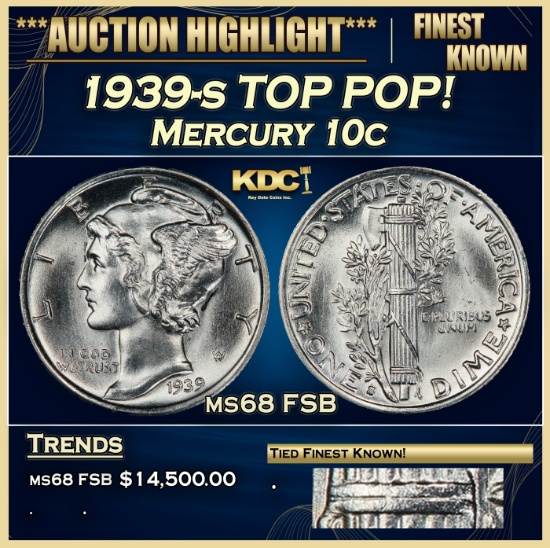 1939-s Mercury Dime TOP POP! 10c ms68 FSB SEGS