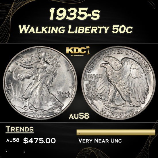 1935-s Walking Liberty Half Dollar 50c Grades au58