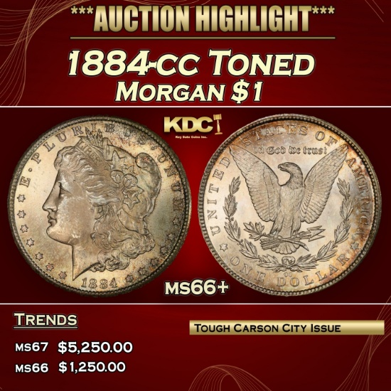 1884-cc Morgan Dollar Toned $1 ms66+ SEGS
