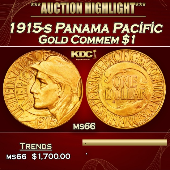 1915-s Panama Pacific Gold Commem Dollar 1 ms66 SEGS
