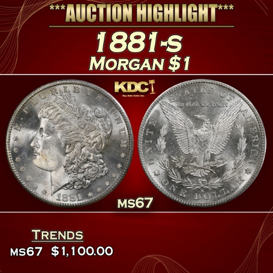 1881-s Morgan Dollar $1 ms67 SEGS