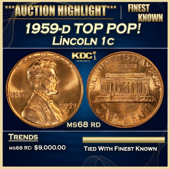 1959-d Lincoln Cent TOP POP! 1c ms68 rd SEGS
