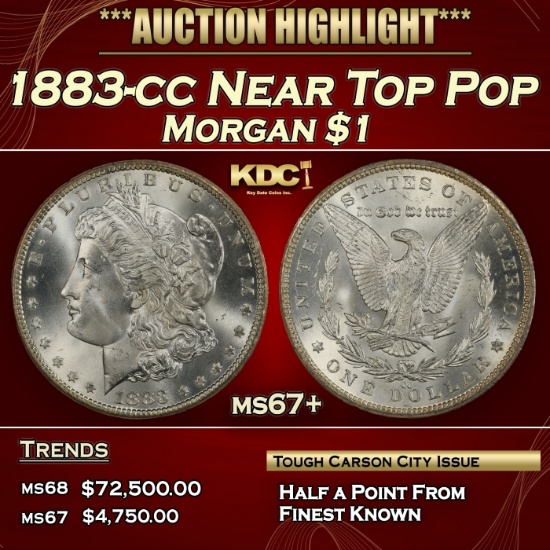 1883-cc Morgan Dollar Near Top Pop $1 ms67+ SEGS