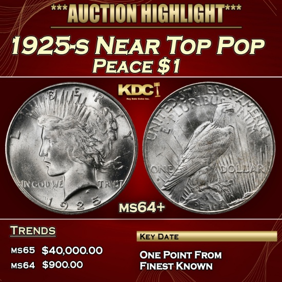 1925-s Peace Dollar Near Top Pop $1 ms64+ SEGS