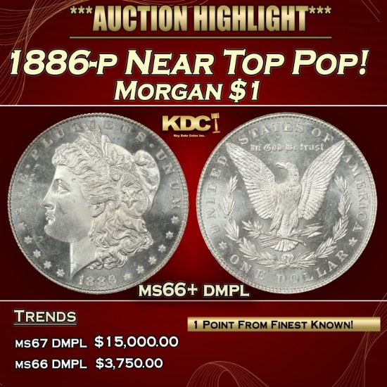 1886-p Morgan Dollar Near Top Pop! $1 ms66+ dmpl SEGS