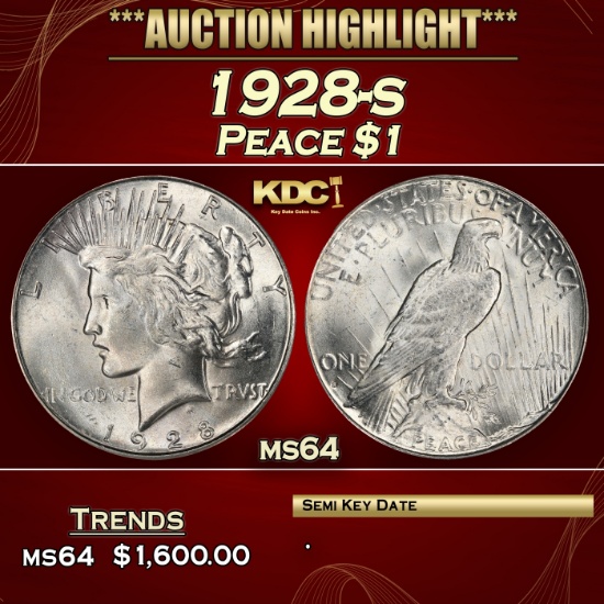 1928-s Peace Dollar $1 ms64 SEGS