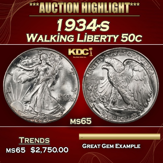 1934-s Walking Liberty Half Dollar 50c ms65 SEGS