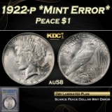 PCGS 1922-p Peace Dollar *Mint Error* $1 au58 PCGS