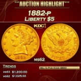 1882-p Gold Liberty Half Eagle $5 ms62 USCG