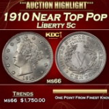 1910 Liberty Nickel Near Top Pop 5c ms66 SEGS