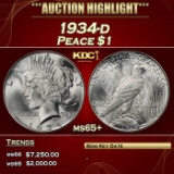1934-d Peace Dollar $1 ms65+ SEGS