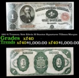 1891 $1 Treasury Note Edwin M Stanton Grades xf Signatures Tillman/Morgan