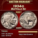 1934-d Buffalo Nickel 5c ms65+ SEGS