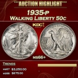 1935-p Walking Liberty Half Dollar 50c ms66+ SEGS