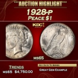 1928-p Peace Dollar $1 ms65 SEGS