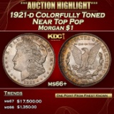 1921-d Morgan Dollar Colorfully Toned Near Top Pop $1 ms66+ SEGS