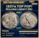1937-s Walking Liberty Half Dollar TOP POP! 50c ms67+ SEGS