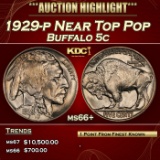 1929-p Buffalo Nickel Near Top Pop 5c ms66+ SEGS