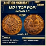 1871 Indian Cent TOP POP! 1c ms66+ RB SEGS