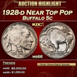 1928-d Buffalo Nickel Near Top Pop 5c ms66 SEGS
