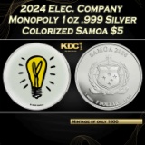 2024 Eletric Company Monopoly 1oz .999 Silver Round Colorized Samoa Round
