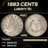 1883 CENTS Liberty Nickel 5c Grades ms62