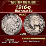 1916-d Buffalo Nickel 5c ms65 SEGS