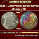 PCGS 1887-p Morgan Dollar MONSTER RAINBOW TONED $1 ms62 PCGS